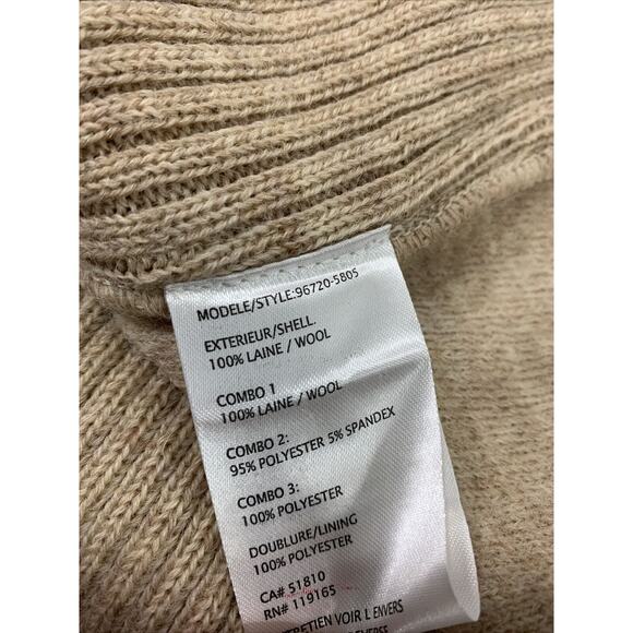 TRIBAL Sweater Vest Womens Medium Beige Wool Knit Removable Faux Fur Collar - Picture 9 of 10